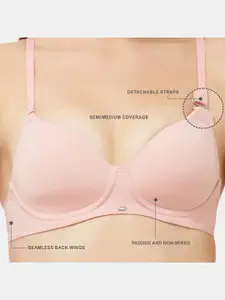 Soie Pink Solid Non-Wired Lightly Padded Everyday Bra CB-125BLUSH
