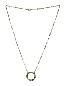 Voylla Oxidised Gold-Plated Pendant with Chain