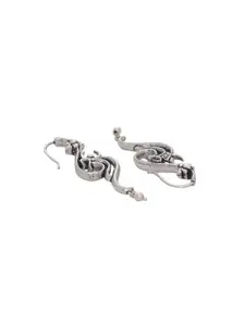 Voylla Silver-Plated Classic Oxidised Drop Earrings