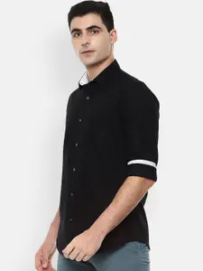 Van Heusen Sport Men Black Slim Fit Solid Casual Shirt
