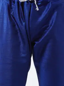 SOJANYA Men Blue & White Printed Kurta with Churidar With Nehru Jacket