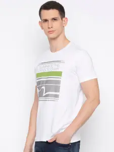 SPYKAR Men White Printed Round Neck T-shirt