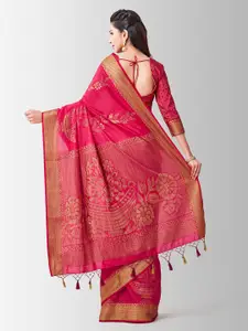 Mitera Coral Pink Kanjeevaram Style Art Silk Woven Design Saree