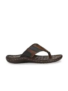 SHENCES Men Brown & Black Colourblocked Sandals