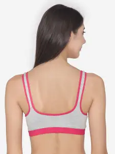 N-Gal Pink & Grey Solid Non-Wired Non Padded Sports Bra NSCB01