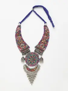 Moedbuille Multi-Coloured Oxidised Handcrafted Necklace
