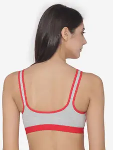 N-Gal Red & Grey Solid Non-Wired Non Padded Sports Bra NSCB01