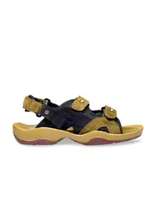 Woakers Men Olive Green & Black Colourblocked Running Sports Sandals