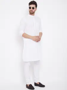 even Men White Striped Straight Kurta