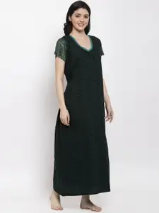 Secret Wish Green Printed Nightdress