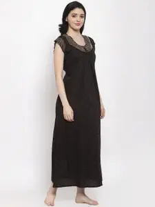 Secret Wish Black Printed Nightdress