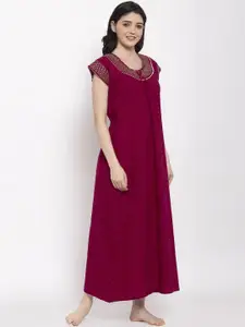 Secret Wish Maroon Printed Nightdress