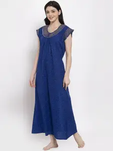 Secret Wish Blue Printed Nightdress