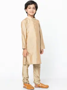 KISAH Boys Gold-Toned Solid Straight Kurta