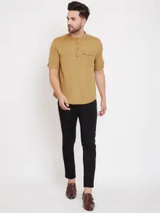 even Men Beige Solid Straight Kurta