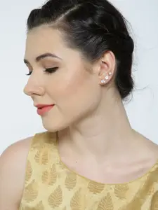 Sukkhi Gold-Toned & Silver-Toned Filigree Contemporary Studs