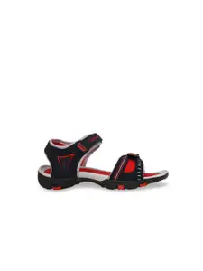 Bubblegummers Kids Black & Red Printed Sports Sandals