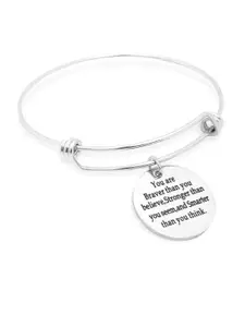 Yellow Chimes Silver-Toned & Rhodium-Plated Bangle-Style Bracelet