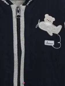 Chicco Boys Navy Blue Solid Front-Open Sweater