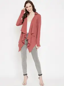 Hypernation Women Rust Solid Open Front Shrug