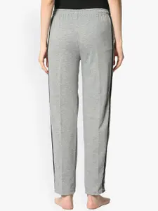 MACK JONNEY Women Grey Melange & Black Solid Lounge Pants