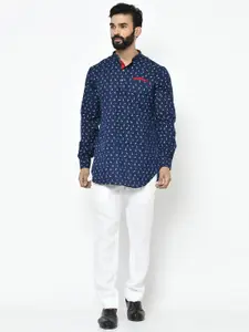 KISAH Men Geometric Printed Quirky Short Kurta