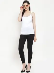 Friskers Women White & Red Solid Cotton Rib Camisole H-02-03-04-S