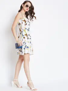 Berrylush Women White Printed Fit and Flare Dress