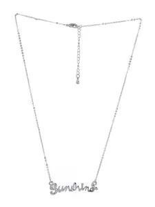 AQUASTREET Silver-Plated Sunshine Word Inscribed Pendant With Chain