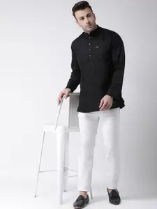 Hangup Men Black Solid Straight Kurta