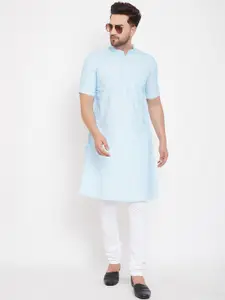 even Men Blue Printed A-Line Kurta