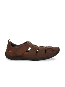 Scholl Men Brown Leather Fisherman Sandals