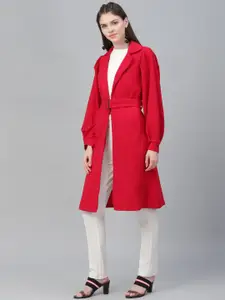 Athena Women Red Solid Tie-Up Shrug