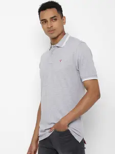 Allen Solly Men Grey Melange Solid Polo Collar T-shirt