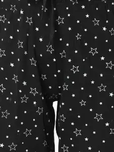 MACK JONNEY  Women Black & White Printed 3/4 Th Lounge Pants