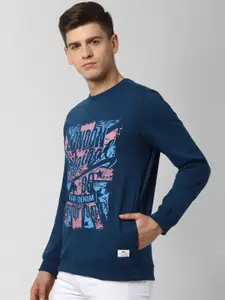 Peter England Casuals Men Blue Printed Sweatshirt