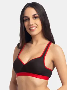 KOMLI Pack Of 2 Colourblocked Non-Wired Lightly Padded Push-Up Bras K-9411-2PC-BLK-30B