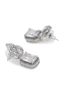 Estele Silver-Plated Leaf Shaped Drop Earrings