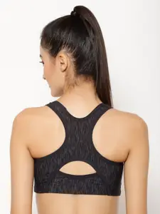 Floret Pack of 2 Charcoal Grey Printed Non-Wired Lightly Padded Workout Bra T3066_Charcoal