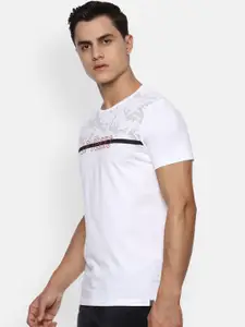 Louis Philippe Jeans Men White Printed Round Neck T-shirt