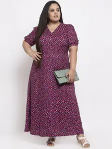 plusS Women Plus Size Purple Printed Maxi Dress