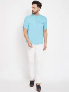 even Men Blue Solid Straight Kurta