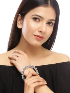 Silvermerc Designs Set Of 2 Silver-Plated Oxidised Bangle-Style Bracelets