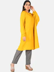 Neerus Women Yellow Solid A-Line Kurta