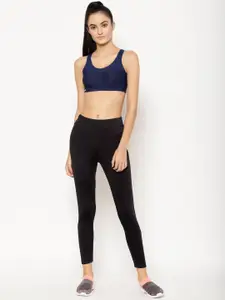 Floret Pack of 2 Navy Blue & Black Printed Non-Wired Lightly Padded Workout Bras