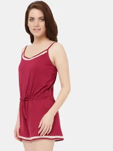 Amante Women Maroon Solid Lounge Romper