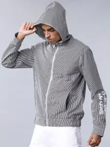 LOCOMOTIVE Men Black Striped Sporty Jacket