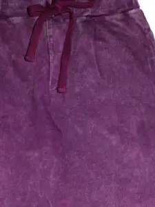 KiddoPanti Boys Purple Solid Dyed Straight-Fit Joggers