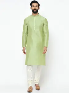 KISAH Men Green Solid Kurta with Pyjamas
