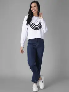 Kotty Women White Striped Sweatshirt